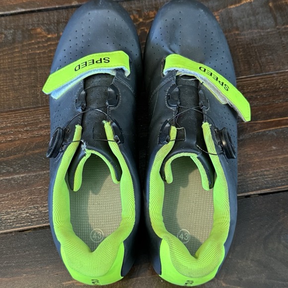 SPEED‎ Microtex Cycling Bike Bicycle Shoes Black Green 3 Bolt Size EU 43 Unisex - Picture 11 of 13
